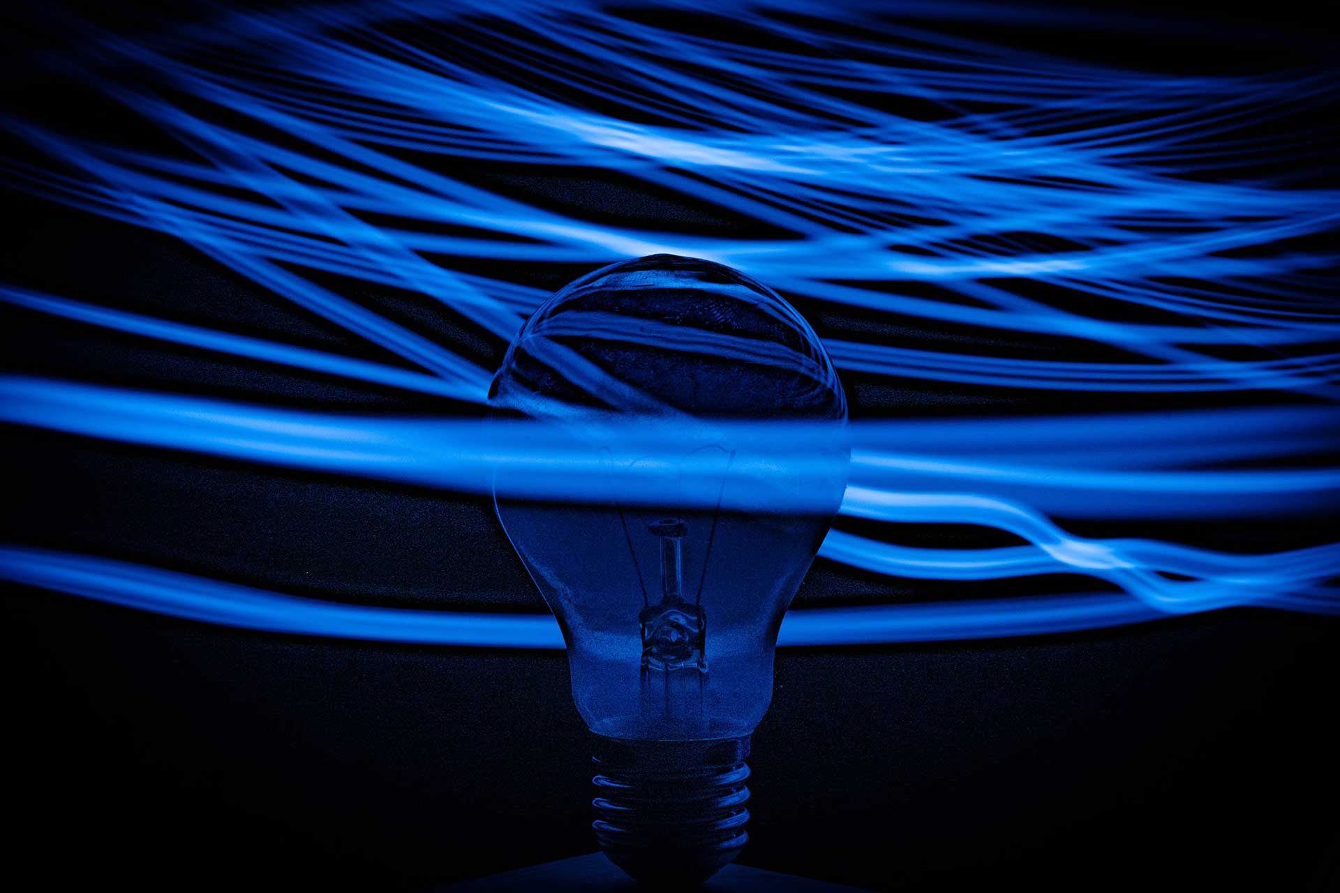 Lightbulb with Blue Spectrum Waves